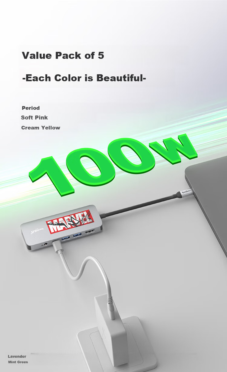 Многофункциональный USB-C хаб Belkin, 7-в-1, для iPad и Apple компьютеров, с PD 100W, HDMI, кардридером