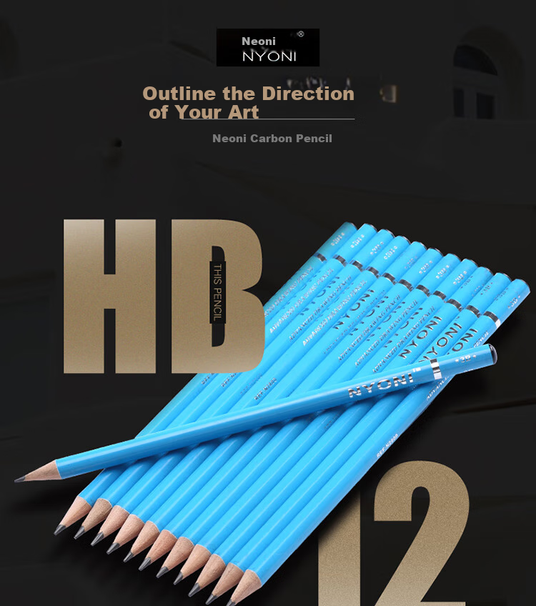 Карандаши для рисования NYONI 4B, профессиональные, для начинающих и экзаменов, 12 штук в упаковке, N28004B