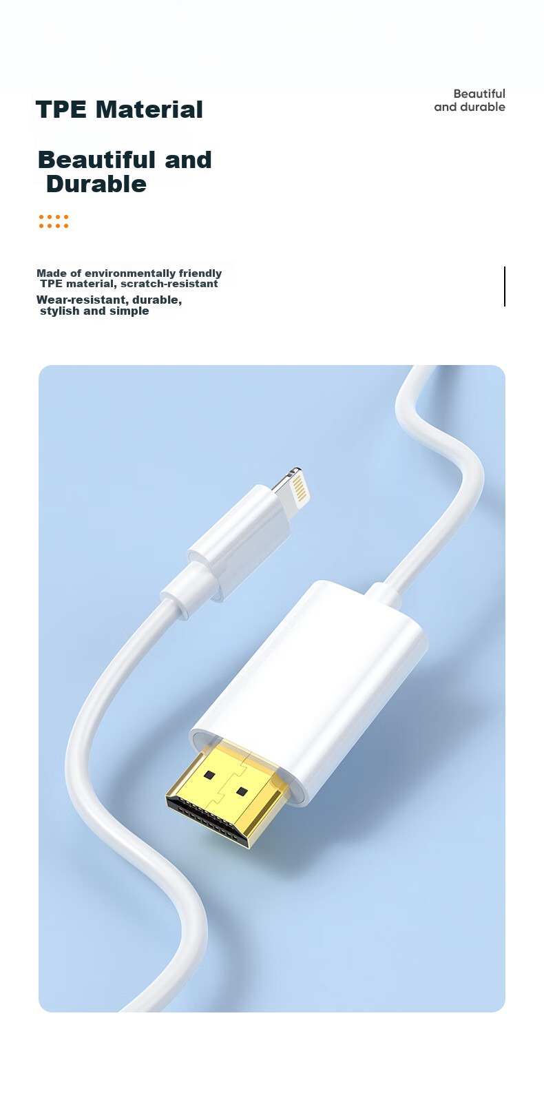 Кабель BIAZE Lightning - HDMI для Apple устройств, 1.8м, белый
