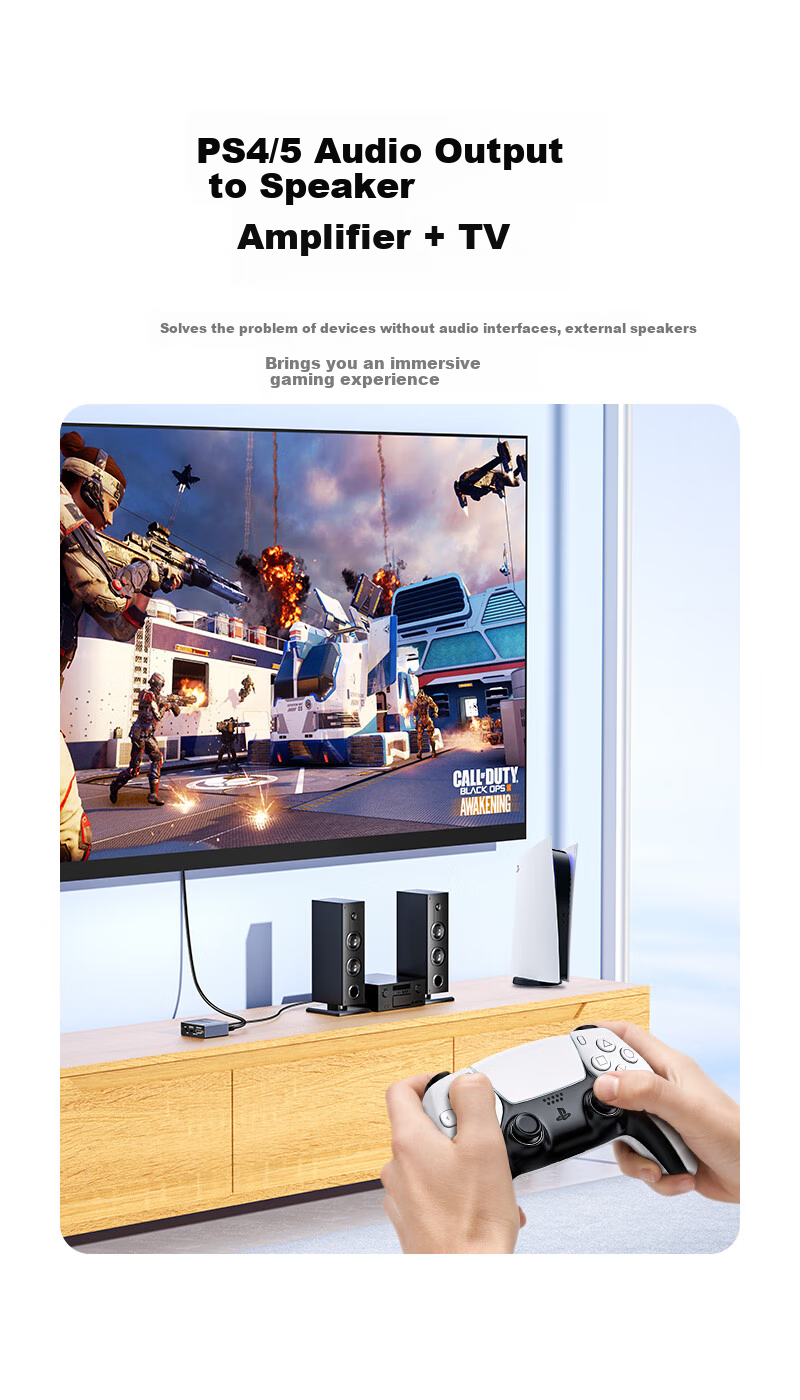 HDMI аудио разветвитель SAMZHE ZBK-04, 4K HD, 5.1 оптический выход, 3.5мм аудиовыход, конвертер для ноутбуков, ТВ-приставок, PS4/5, подключение к ТВ, колонкам