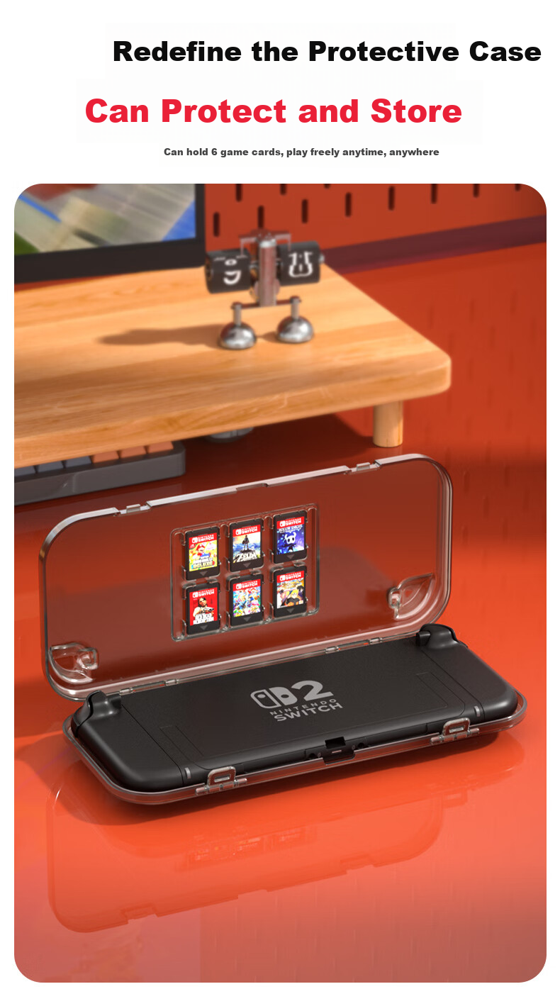 Защитный чехол NEWDERY для Nintendo Switch 2, прозрачный, ударопрочный, портативный, с ремешком, для хранения, аксессуар второго поколения