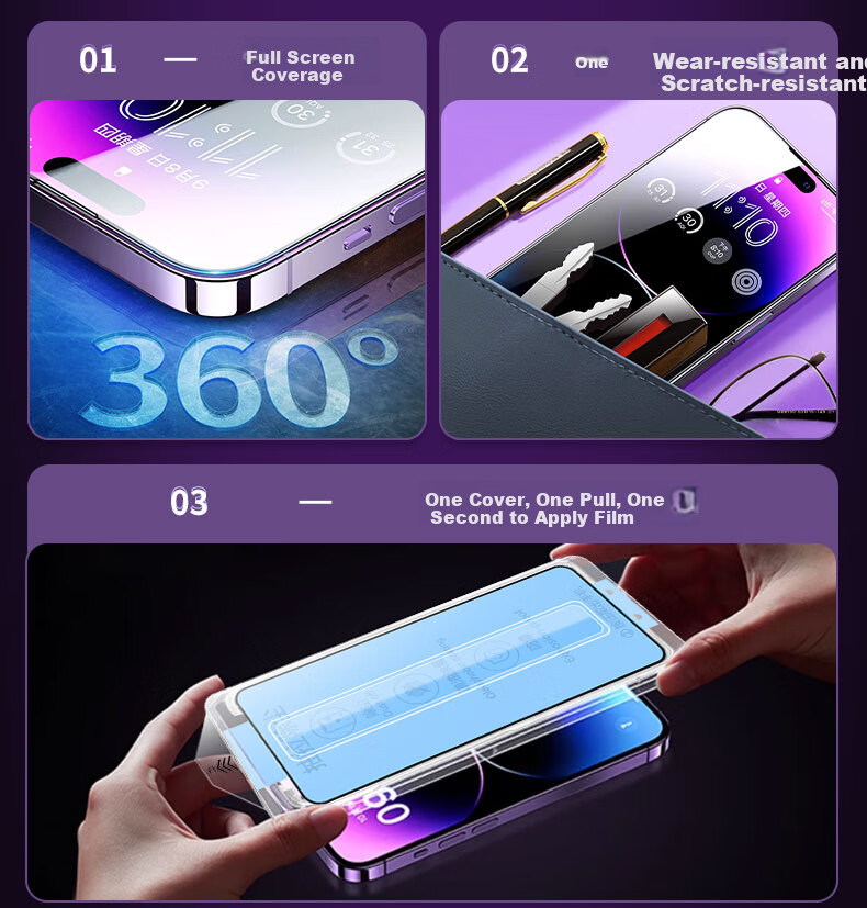 Защитное стекло для экрана KOOLIFE для iPhone 14 Pro, совместимо с iPhone 14/13/13 Pro, высокое разрешение, полное покрытие, ультратонкое, пылезащитное, 2 шт.
