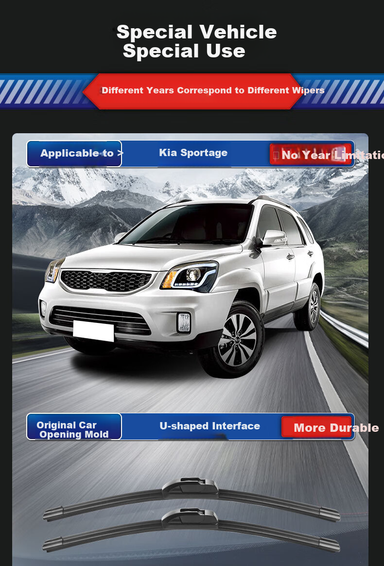 Щетки стеклоочистителя YITU для Kia Sportage, оригинальный размер, резиновые полосы класса А, 1 пара