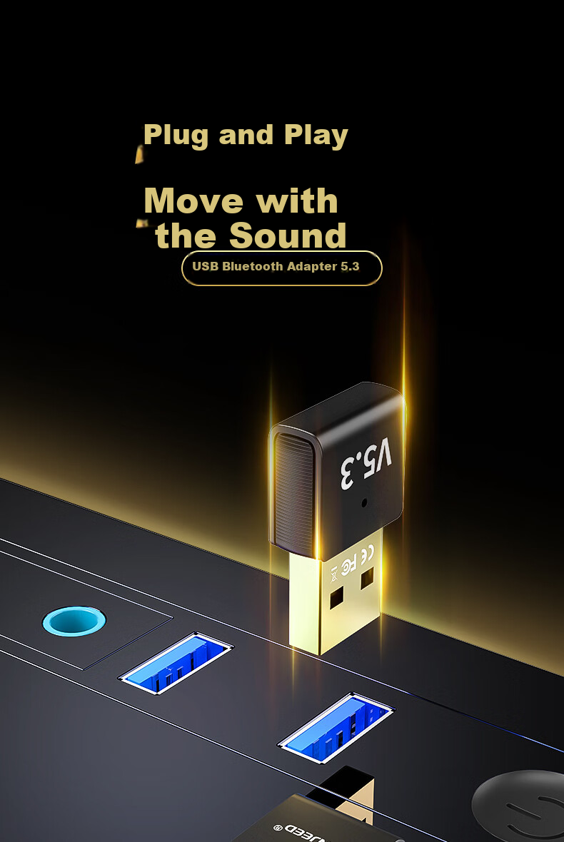 Адаптер USB Bluetooth 5.3 OFNPFTTH, приемник-передатчик для беспроводной клавиатуры, мыши, наушников, колонок, геймпадов, внешний модуль для ПК