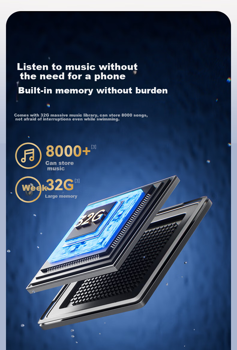 Беспроводные наушники SANAG Saina B33S с костной проводимостью, Bluetooth 6.0, 32 ГБ, IP68 водонепроницаемые
