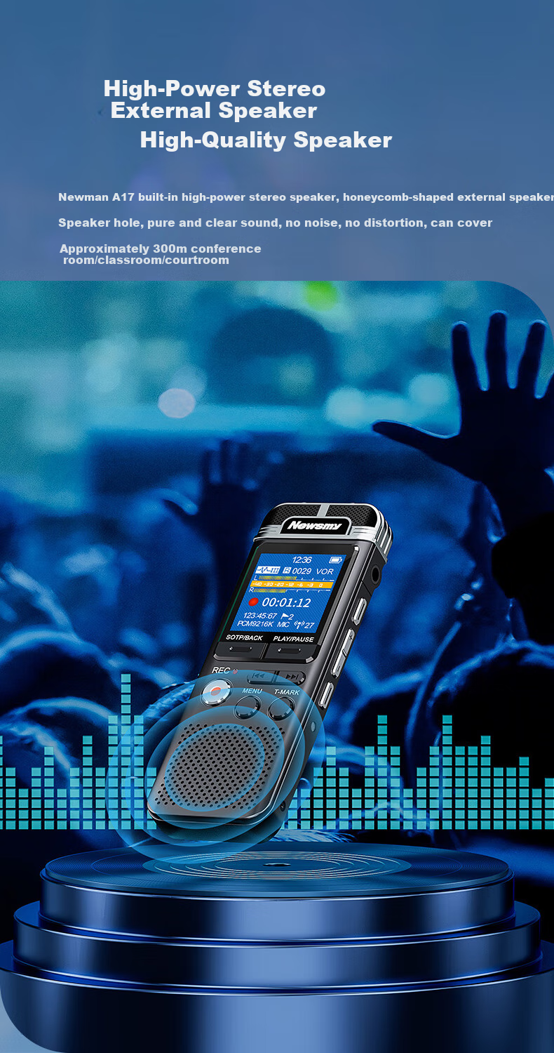Диктофон Newsmy A17, 128 ГБ, PCM Linear Recording Pen, High-Definition Lossless, Professional Audio Recorder for Business Learning Interviews, Internal Recording for Mixing Console