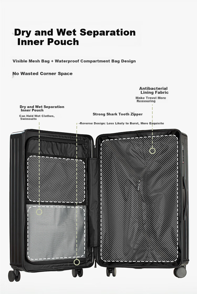 Чемодан Wangyiyanxuan Ultra-Light Large Capacity Suitcase, темно-серый, 24 дюйма