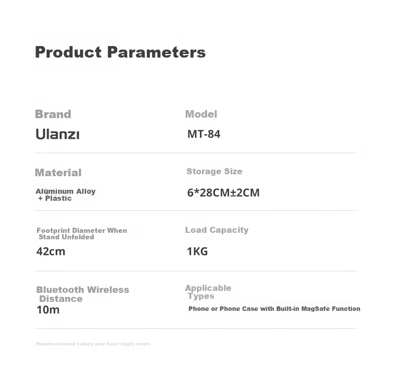 Ulanzi MT-84 Магнитный селфи-штатив с Bluetooth-пультом, напольный штатив, вращение на 360°, для прямой трансляции, легкий инструмент для видеоблогов