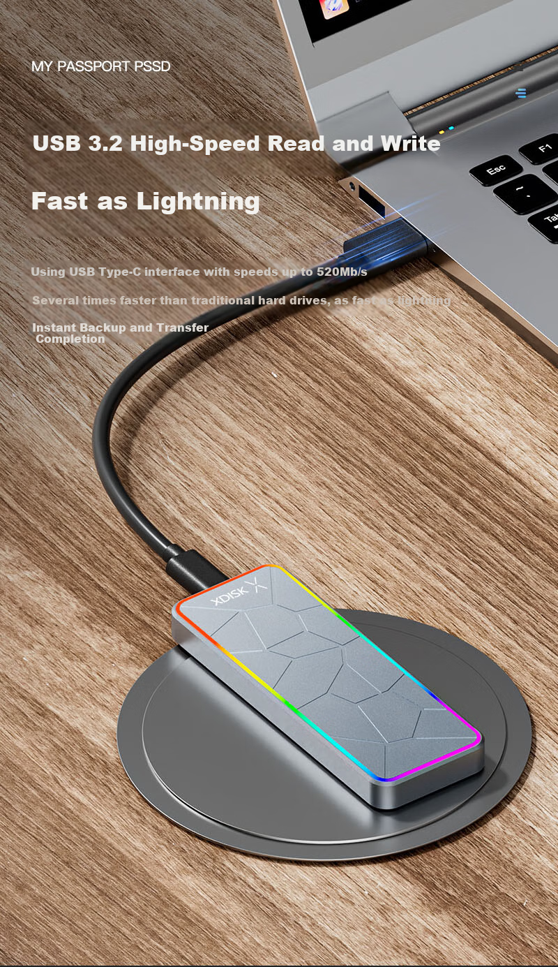 Портативный твердотельный накопитель Xiaopan (XDISK) M Series 512 ГБ, USB 3.2, Type-C, противоударный
