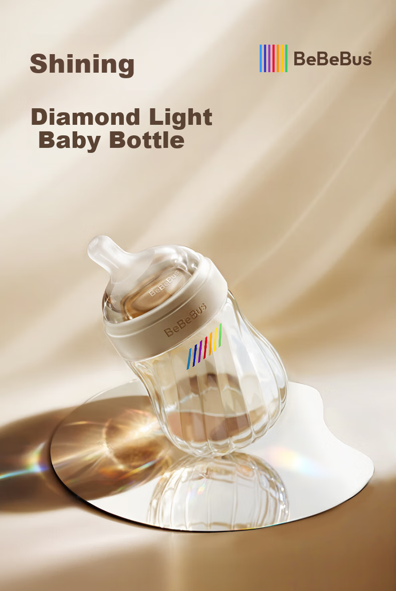 Бутылочка для кормления Bebebus Diamond-Like, 160 мл, для новорожденных от 0 до 1 месяца, PPSU, с антиколиковой системой и имитацией груди