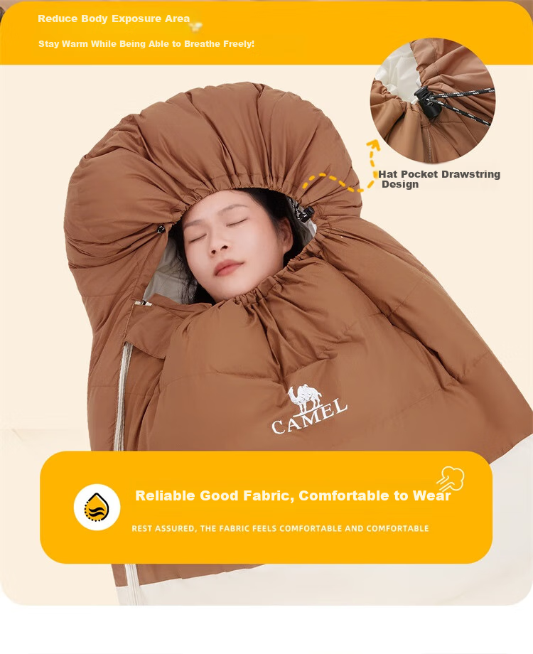 Спальный мешок CAMEL Outdoor Camping Envelope, утепленный, для зимы, портативный, для путешествий, 173CL05103, бежевый