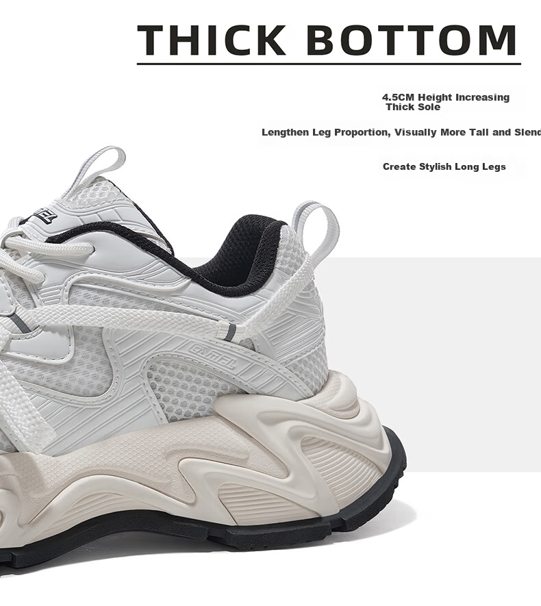 Мужские кроссовки CAMEL Galaxy Sports, дышащие, на толстой подошве, увеличивающие рост, повседневные, модель X15B30L4037, черно-белые, размер 42