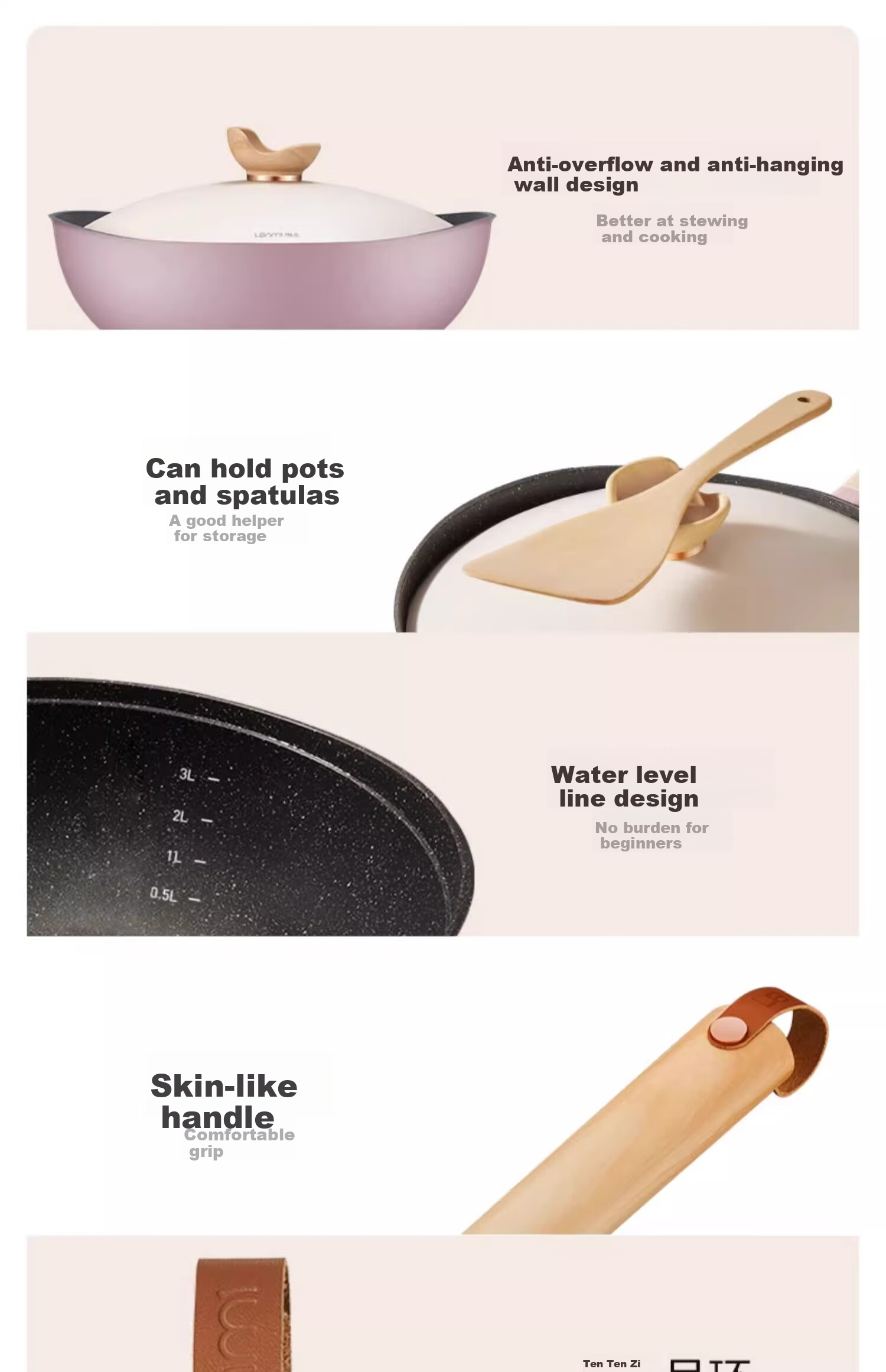 Сковорода Lanmi Titanium Non-Stick Wok, 30 см, с антипригарным покрытием, для дома, подходит для газовых, индукционных и открытого пламени