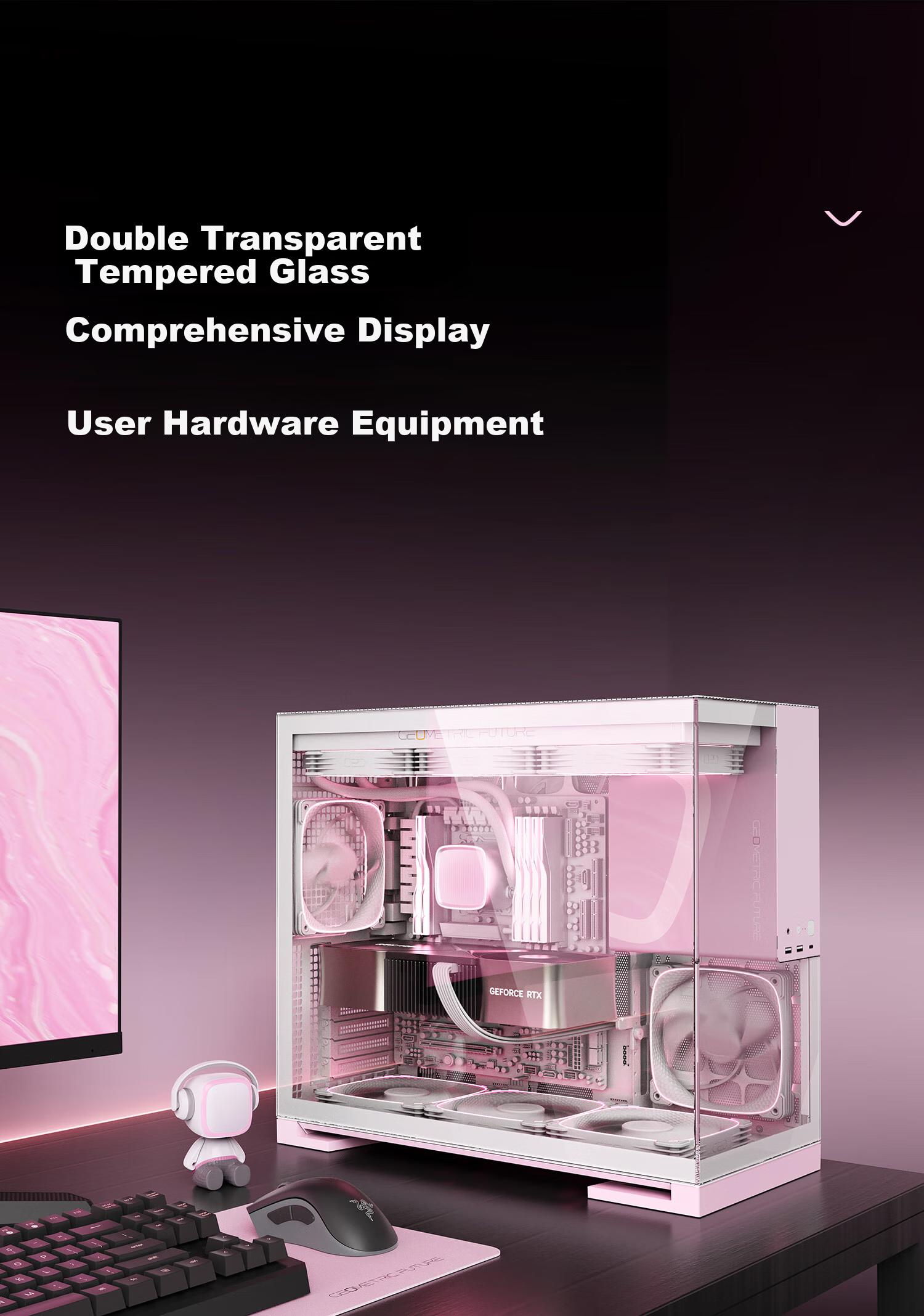 Корпус GeometricFuture Model5 Wukong Pink Limited Edition для компьютера, Розовый