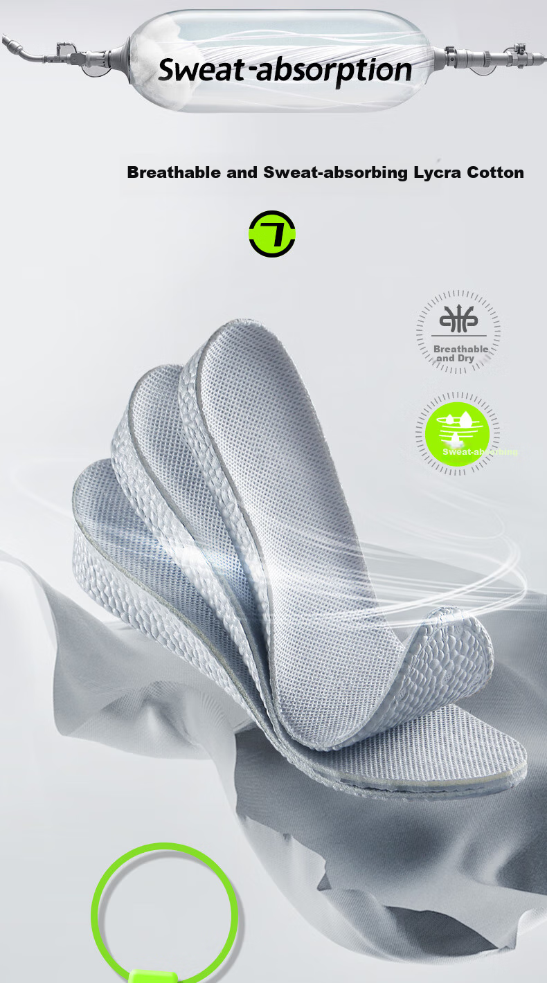 Стельки Nanjiren Boost Lightweight, увеличивающие рост, невидимые, впитывающие пот, спортивные, амортизирующие, полноразмерные для мужчин и женщин, 2,5 см, размер 41-42