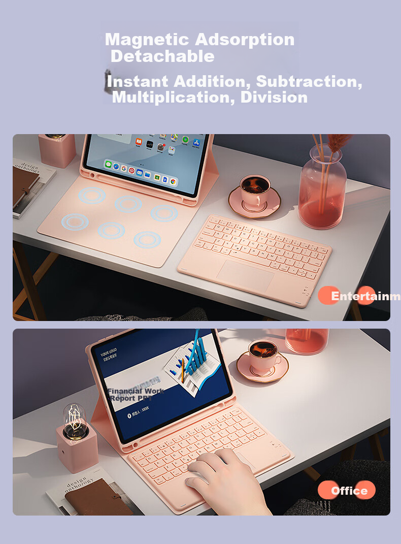 Защитный чехол B.O.W Hangshi HC018 для iPad 10-го поколения (10.9 дюйма), универсальный, с магнитным отделением, фиолетовый
