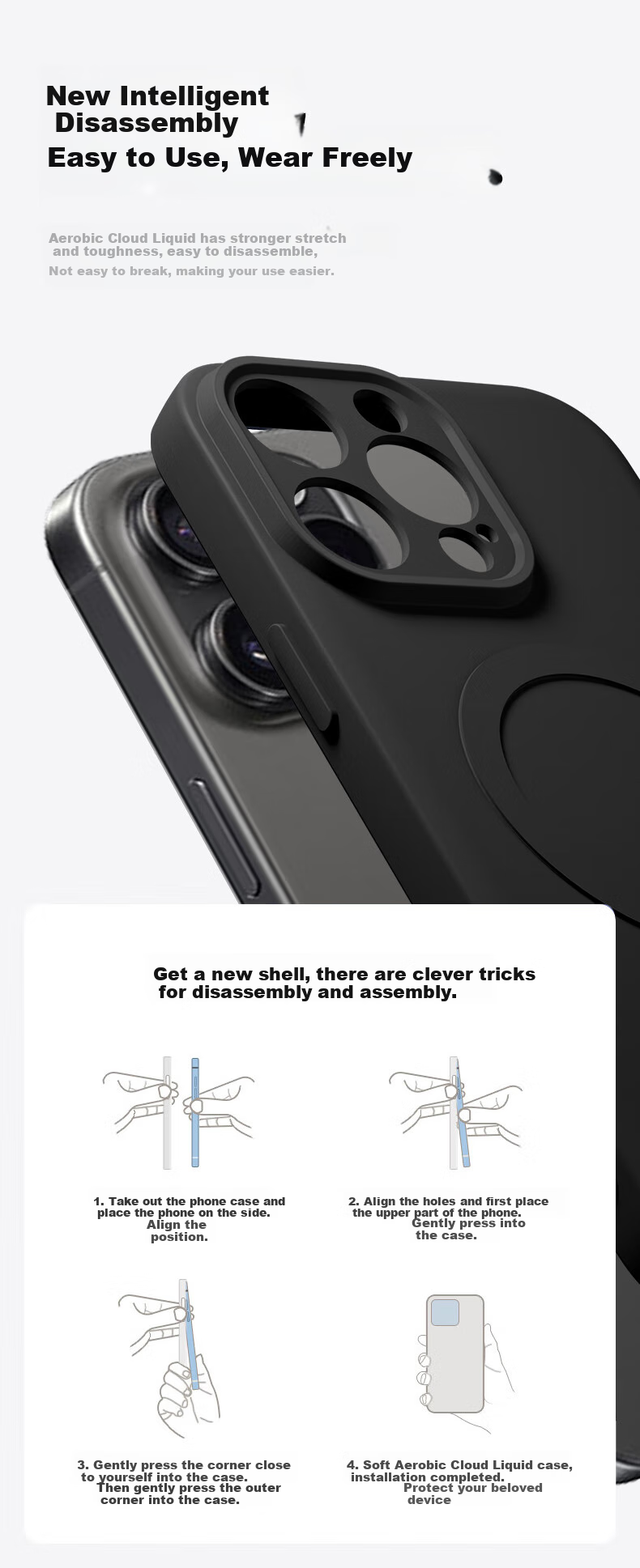 Чехол для iPhone 15 Pro KEKLLE, противоударный, силиконовый, с защитой камеры, Magsafe, розовый