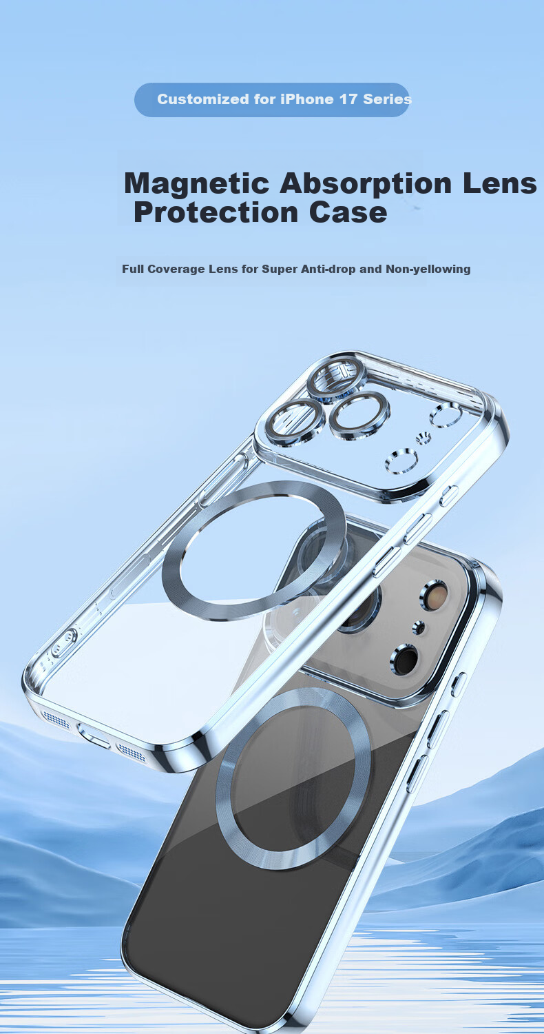 Чехол ZHIWEISHI для iPhone 17, защитный, с электролитическим покрытием, магнитный, противоударный, с полной защитой объектива, ультратонкий, графитовый черный