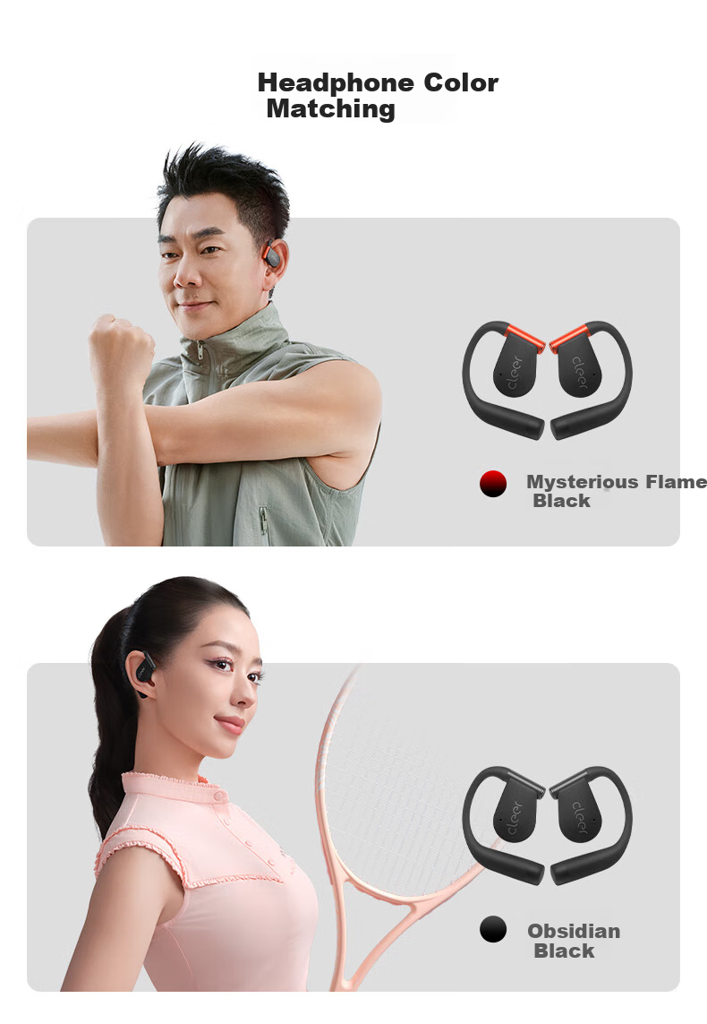 Беспроводные наушники Cleer ARC5 Sound Arc, Bluetooth 5.2, защита от воды и пота IPX7, с микрофоном, черный