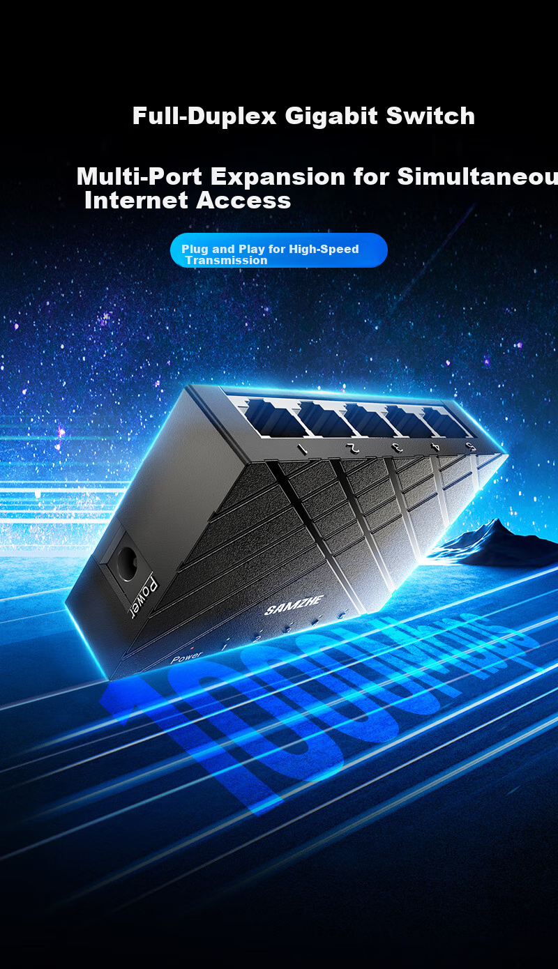 Gigabit Ethernet-коммутатор SAMZHE SZ-HJQ05, 5 портов, неуправляемый, для дома и офиса