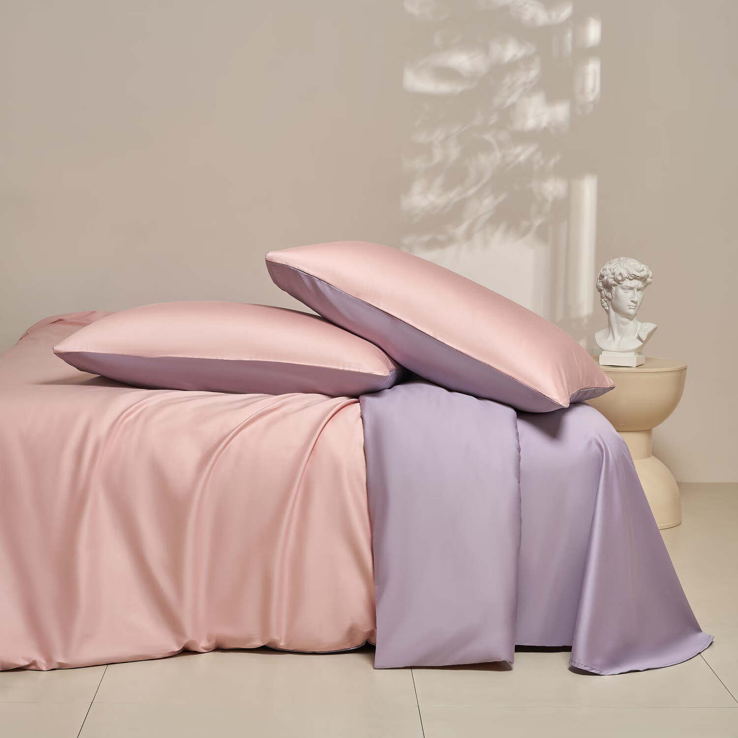 Комплект постельного белья Jiting, 60s Luxury Cotton Satin, 4 предмета, из чистого хлопка, стиль "Windborne Purple", размер 1.8/2.0м, с простыней
