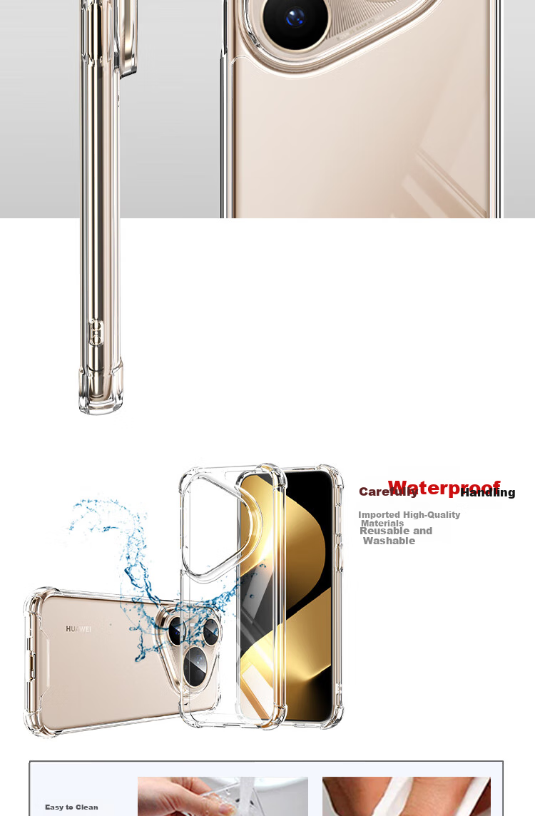 ESCASE Чехол для Huawei Pura 80 Ultra, противоударный, с воздушной подушкой, двойной материал TPU + PC, высокая прозрачность