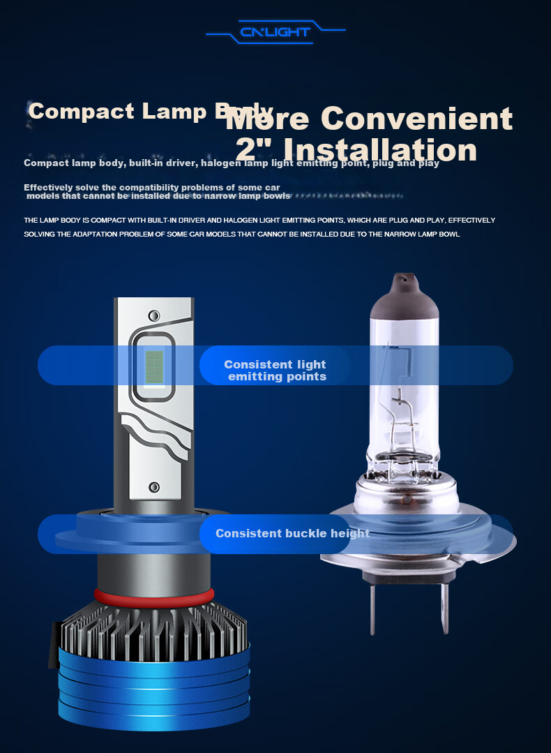 Автомобильные светодиодные фары Cnlight X3, 70W, 6000K, HB3/9005, супер яркие, комплект из 2 шт.
