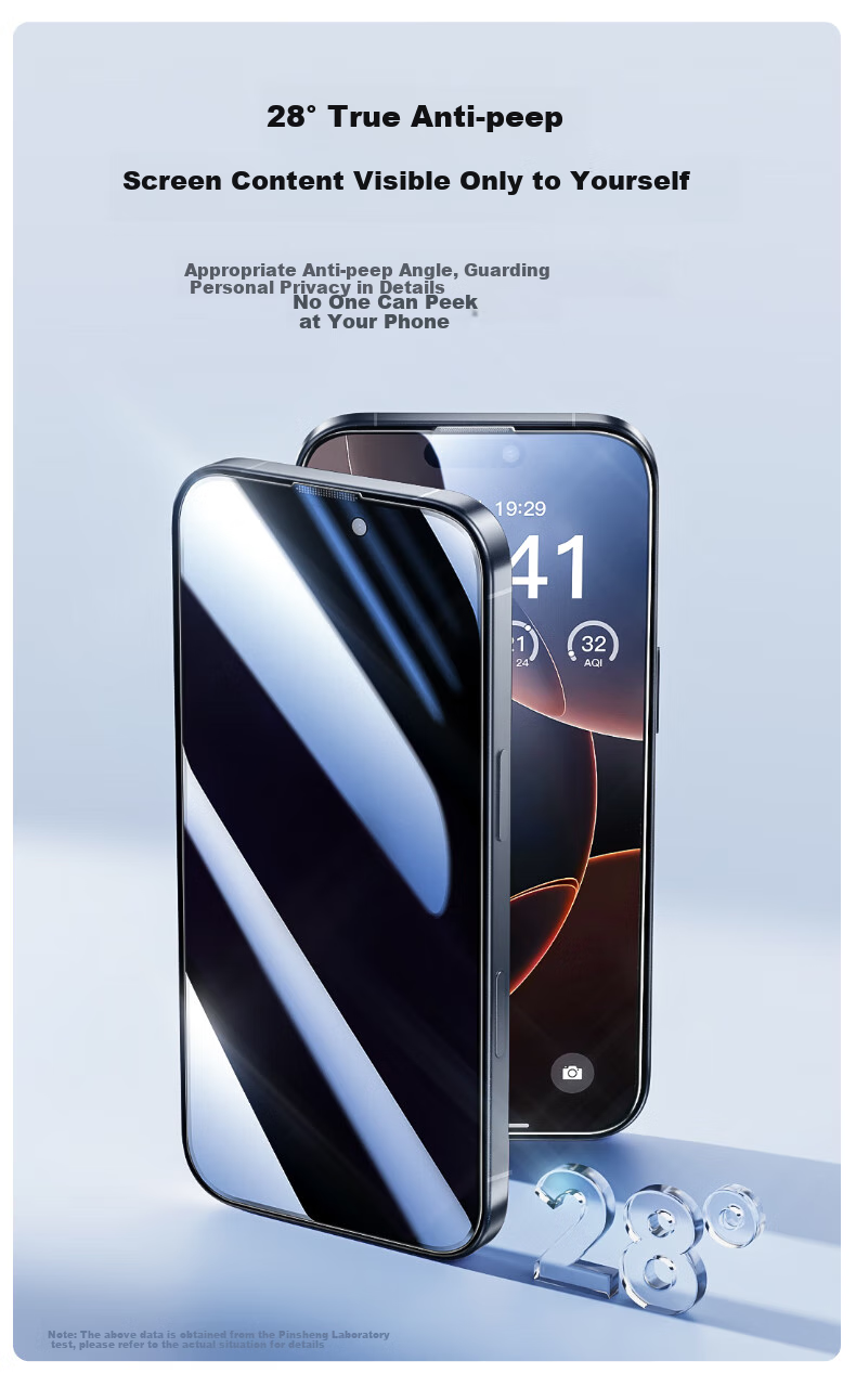 Защитное стекло PISEN для Apple iPhone 17/16 Pro, антибликовое, 28° защита конфиденциальности, полноэкранное покрытие