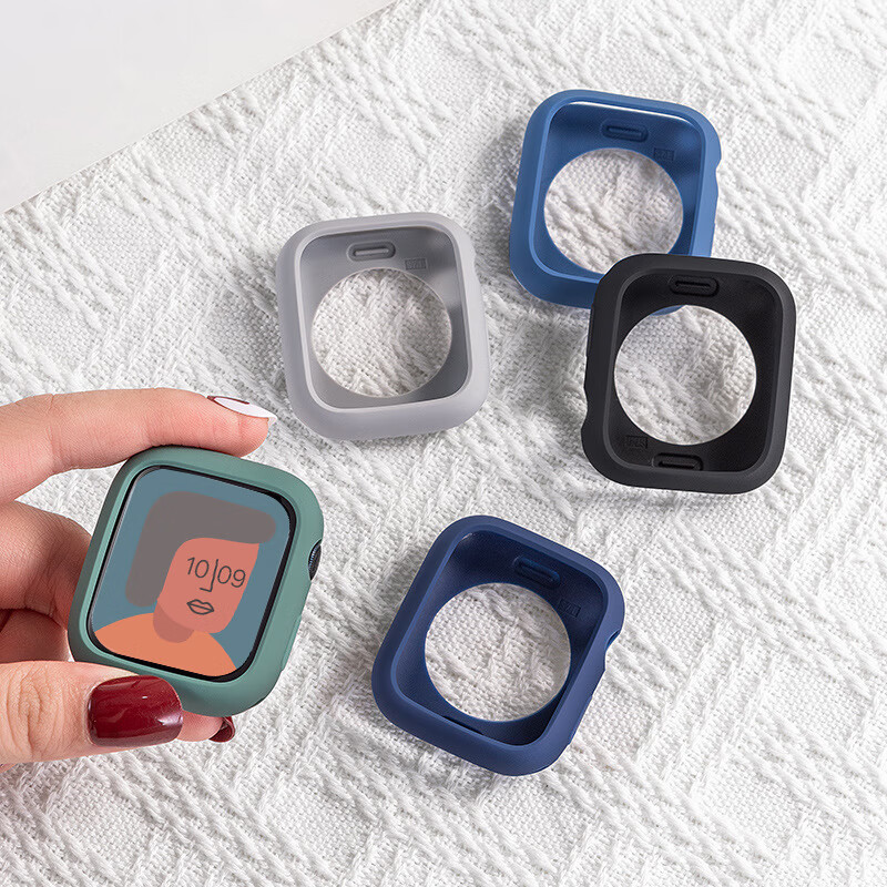 Защитный чехол Beiyipin для Apple Watch Series 8, S10, S7 SE, Series 6, S9, силиконовый, черный