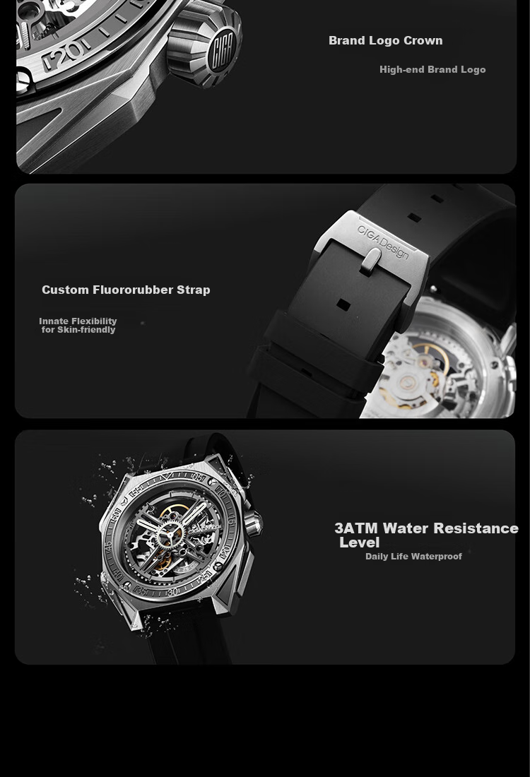 CIGA DESIGN Jijia Trendy Mechanical Watch, M Series Magician Titanium Watch for Men, One Watch Three Wears, New Year Gift