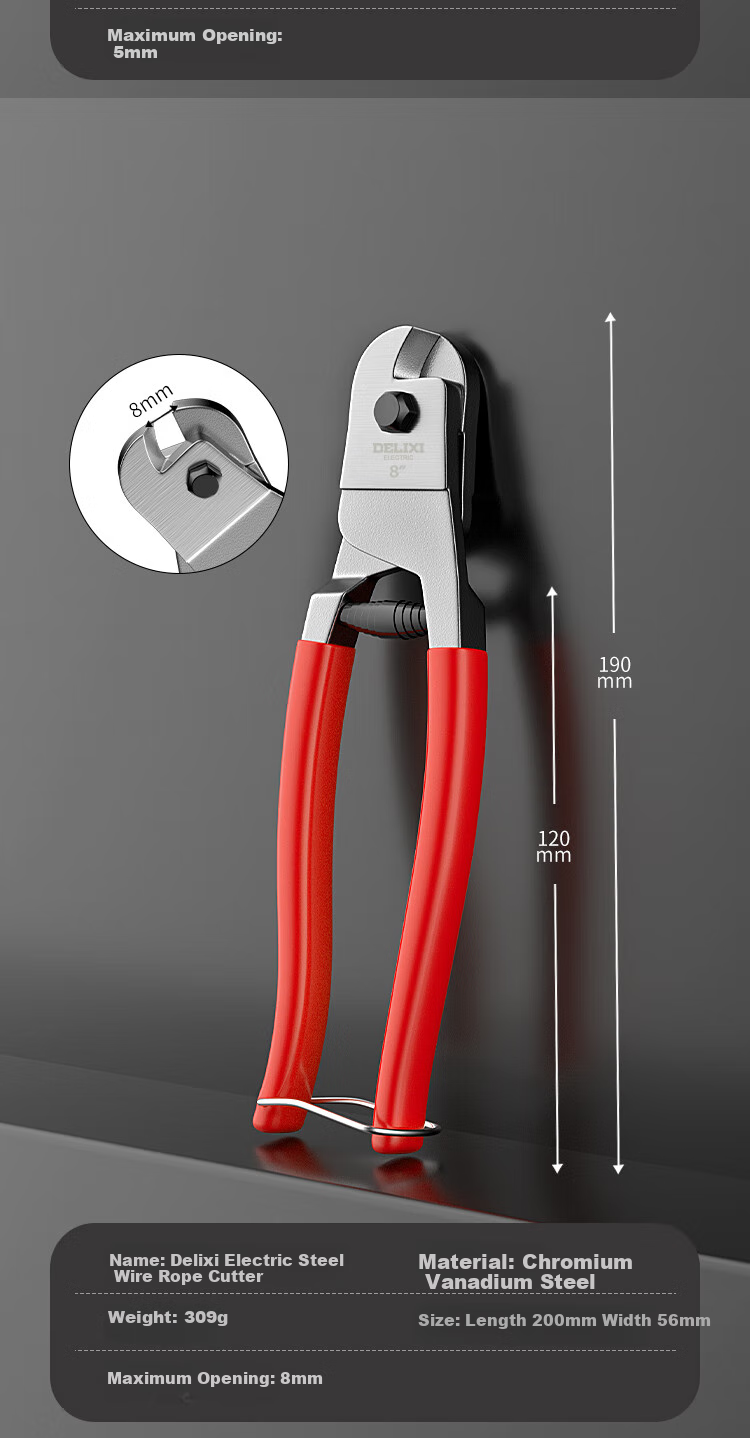 Инструмент для обжима DELIXI ELECTRIC, многофункциональный, промышленный, для стальной и железной проволоки, из кованой стали, 8 дюймов