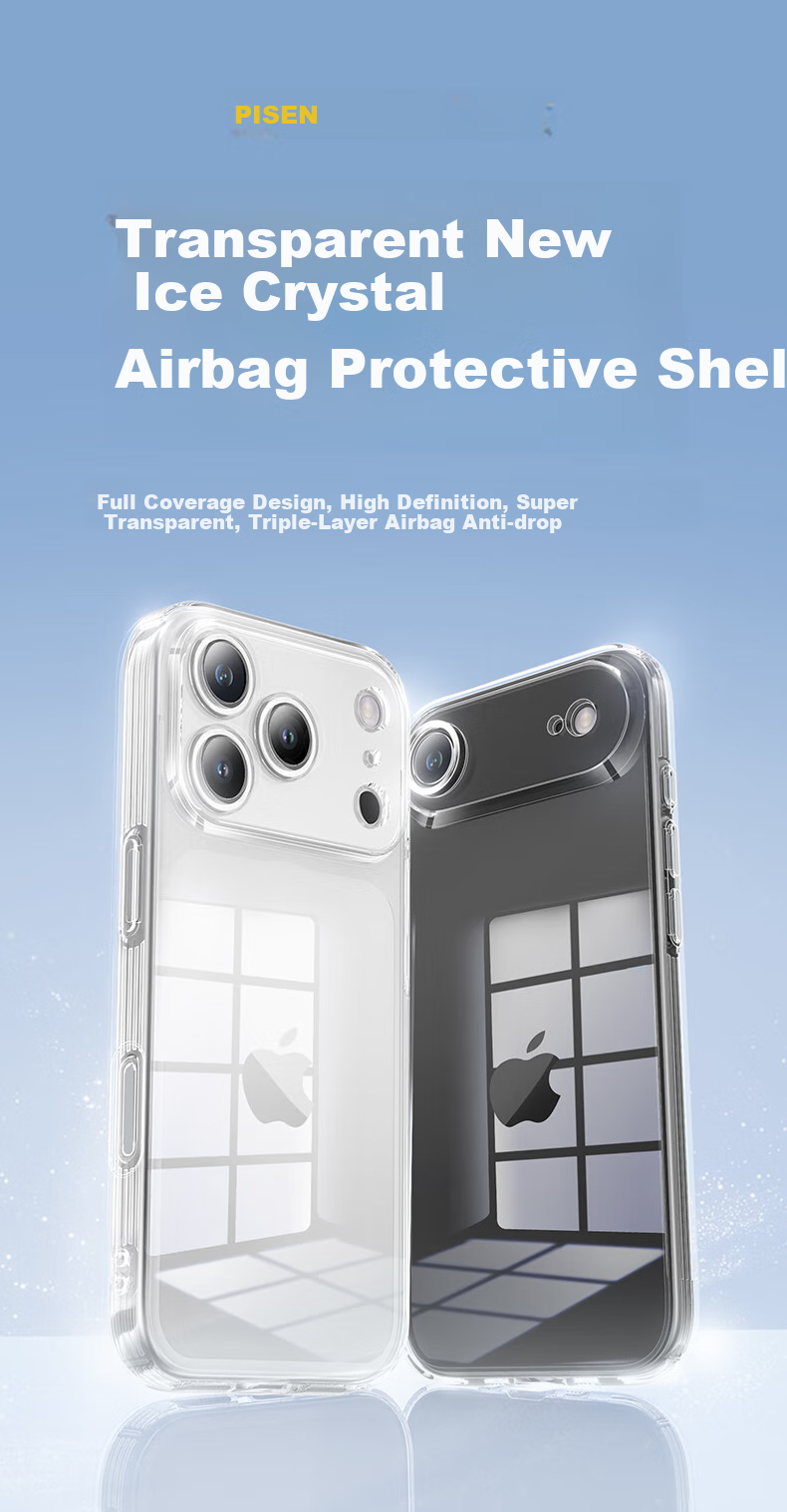 Чехол-накладка PISEN для Apple iPhone 17 Pro Max, противоударный, прозрачный, с защитой камеры, TPU, артикул 100205147395