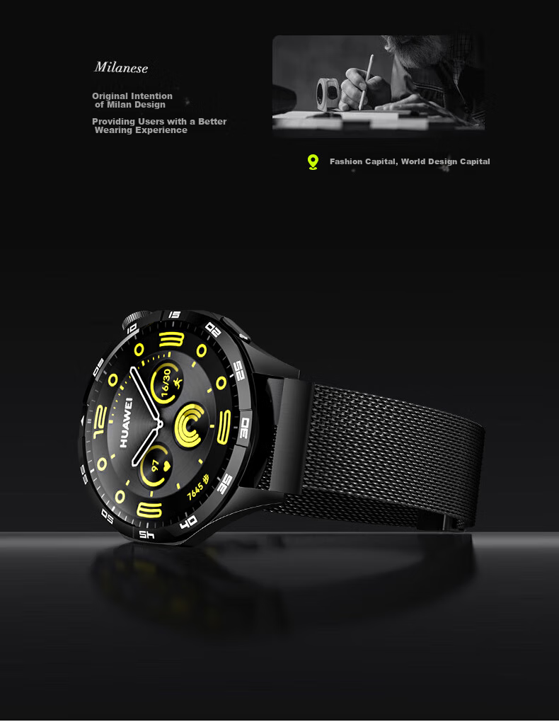 Ремешок CangHua Milanese для Huawei GT6/GT5/Watch 4/3/GT4/GT5 Pro/GT3/2 Pro, из нержавеющей стали, с двойным магнитным замком