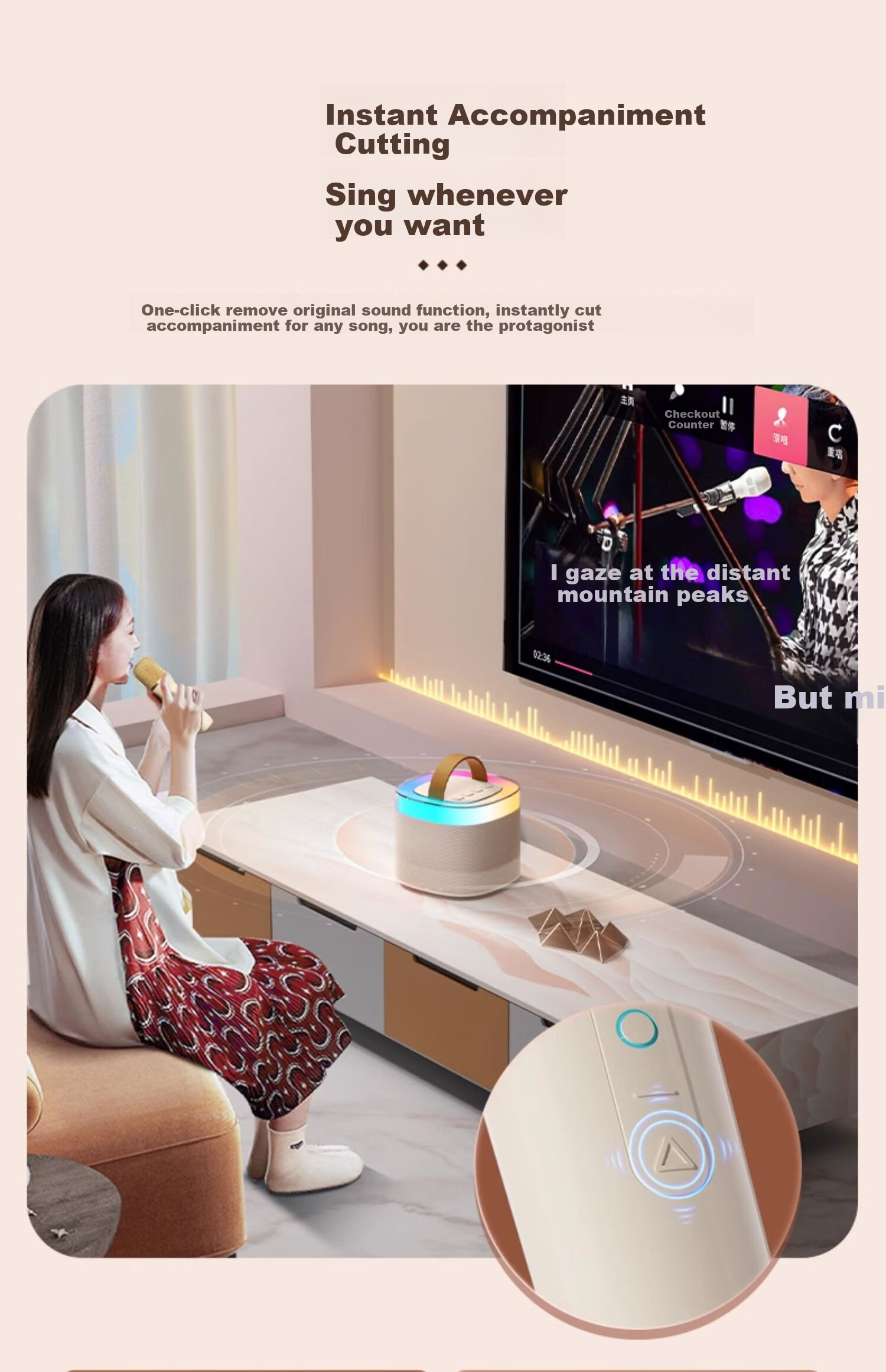 Беспроводной караоке микрофон Soaiy SK2AI с Bluetooth-колонкой, для домашних KTV, детский, с подсветкой, белый