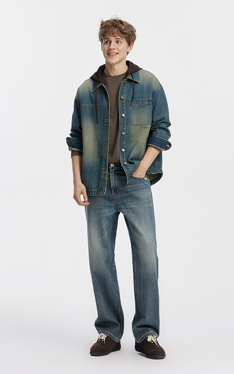 Джинсы Semir Vintage Straight Leg Jeans для мужчин, осенние брюки 2025, модель 103525124102A, синий/серый деним, размер 31