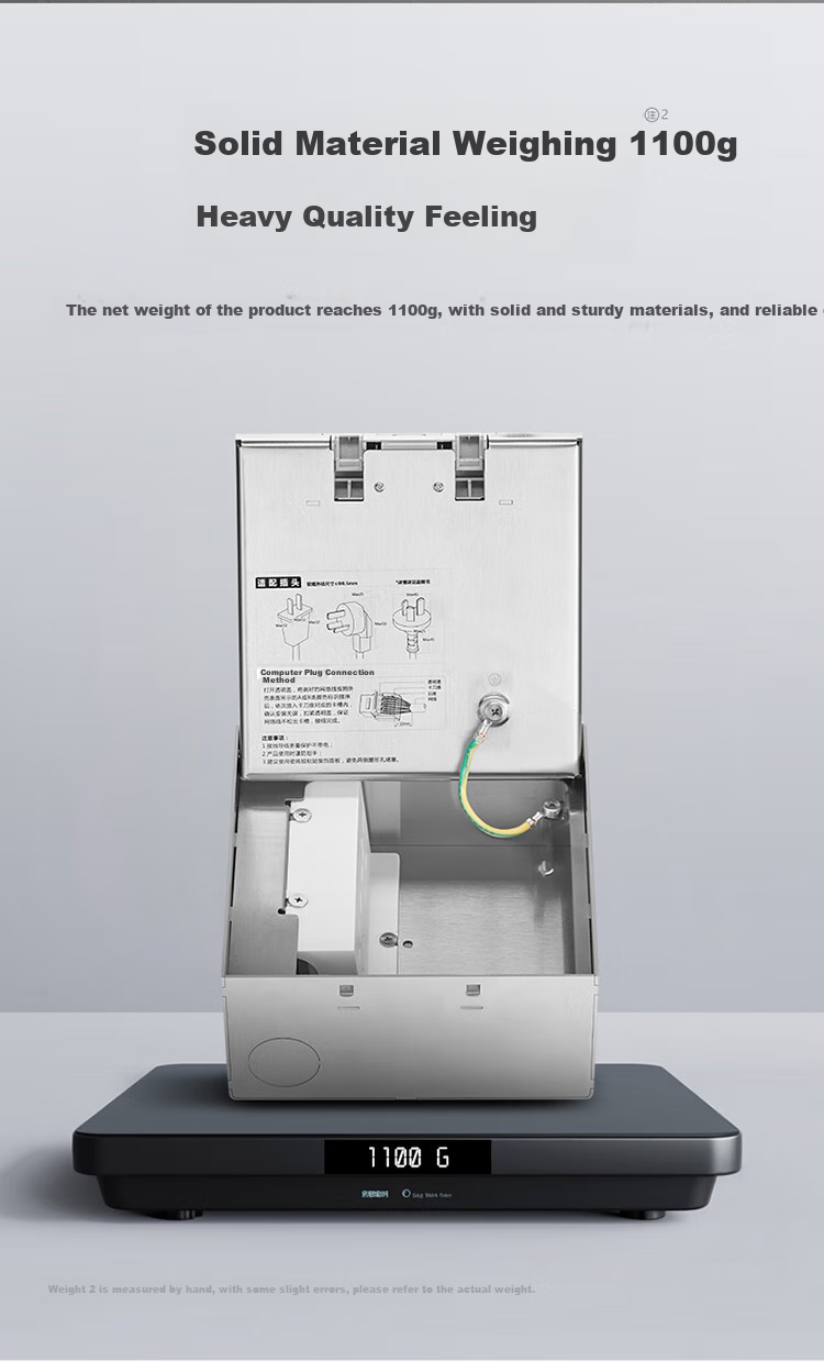 BULL GD7Z256S розетка с двойным пяти- и десятигнездовым заземлением, нержавеющая сталь, скрытая, ультратонкая