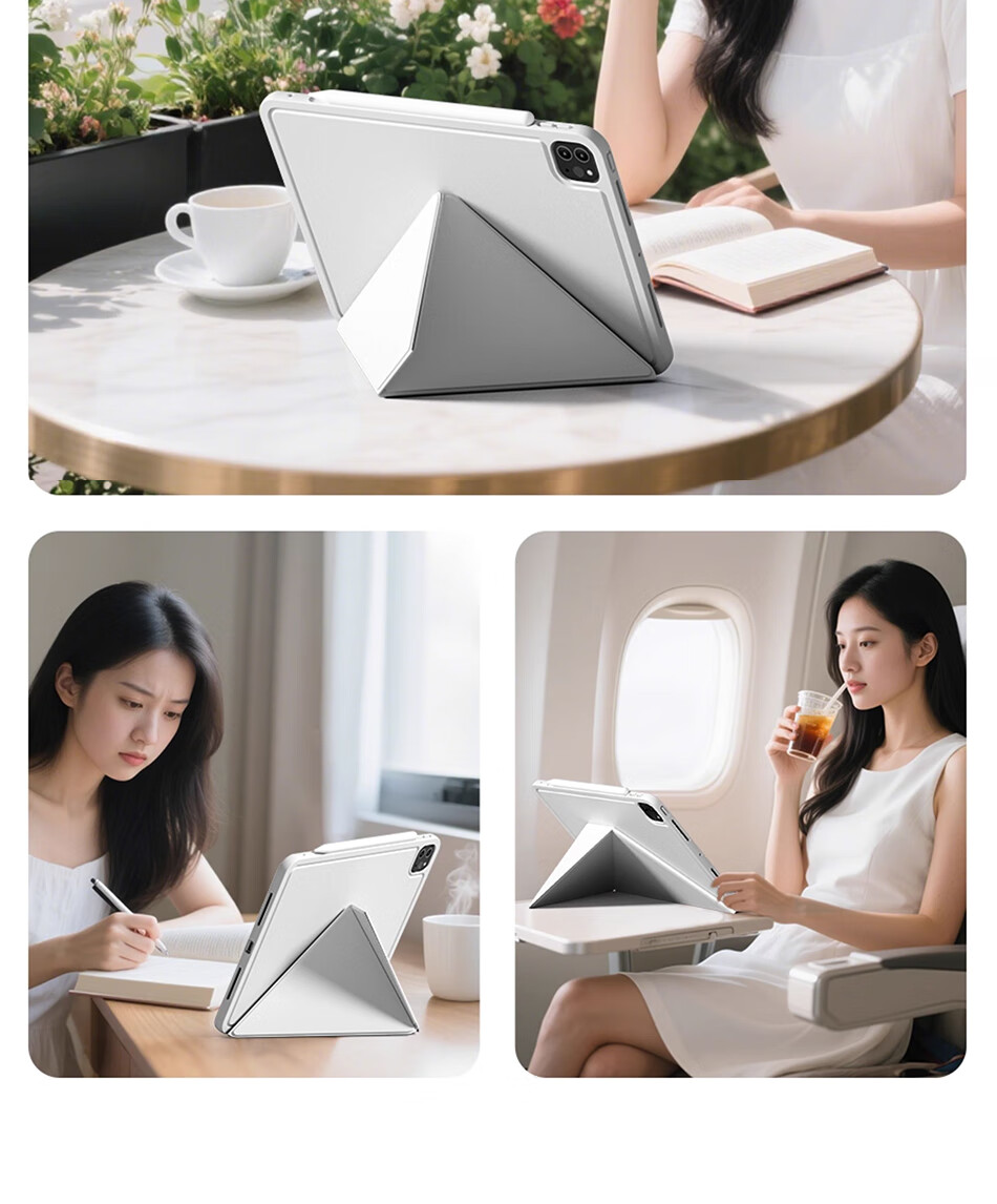 Защитный чехол Zhiting для iPad 11/10-го поколения, полное покрытие, магнитная застежка K-Fold, двусторонний зажим, тонкая подставка с несколькими углами наклона, защита от изгиба и падения - Дымчато-серый
