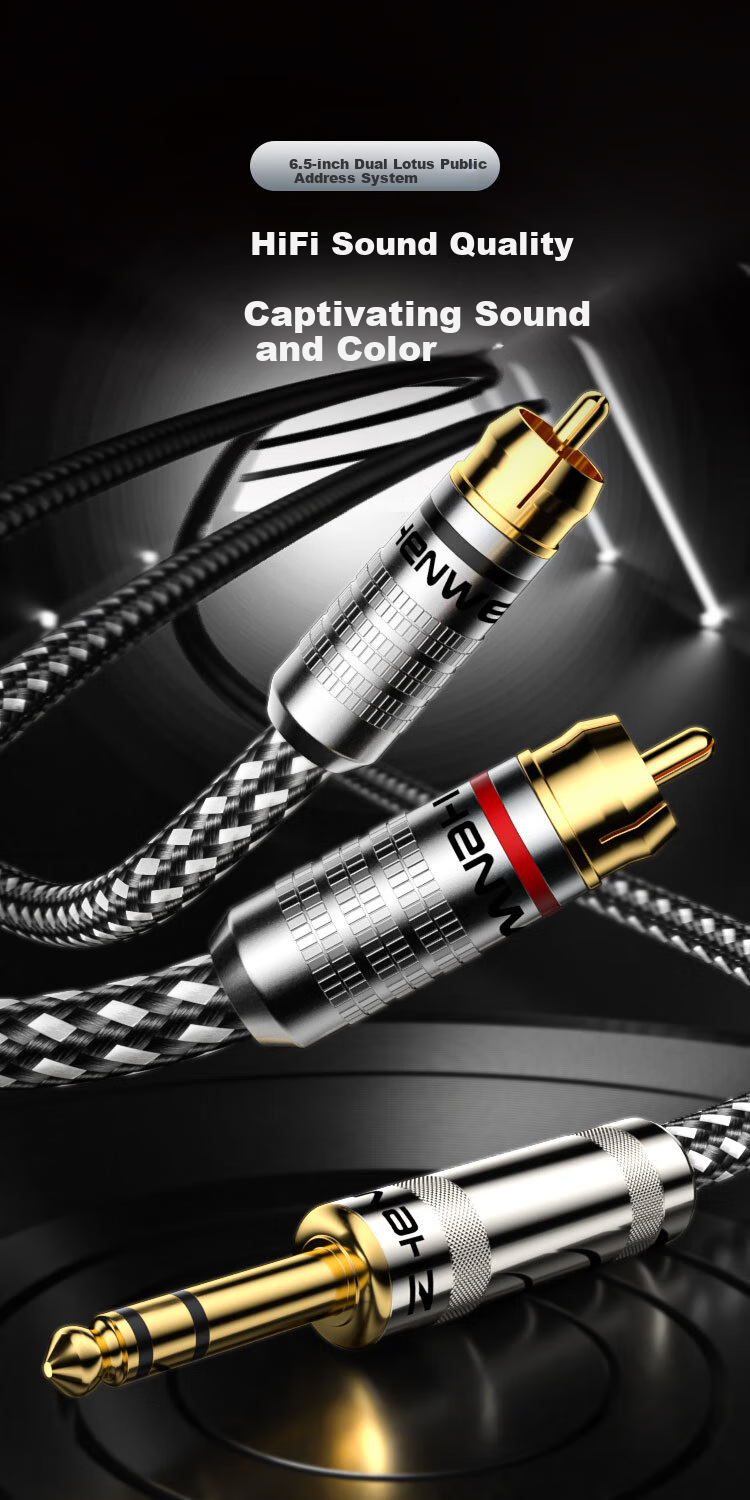 Кабель ZHENWEI 6.5мм - 2 RCA