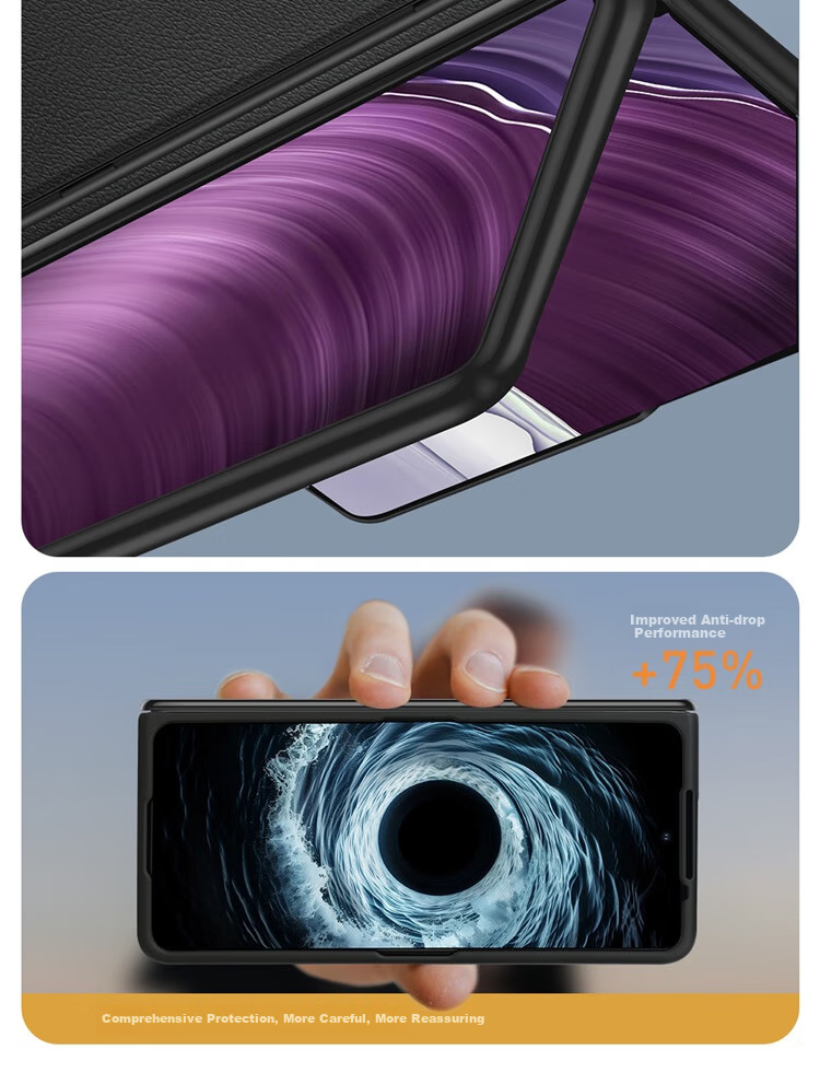 Чехол Amumu для Samsung Galaxy Z Fold7, MagSafe, натуральная кожа, ультратонкий, полный защитный чехол, матовый дизайн