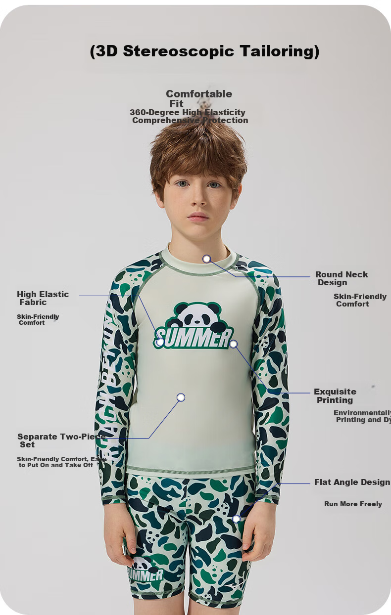 Детский купальный костюм MIZUNO для мальчиков, комплект из двух предметов, шорты до колена и топ с длинным рукавом, размер 150, зеленый
