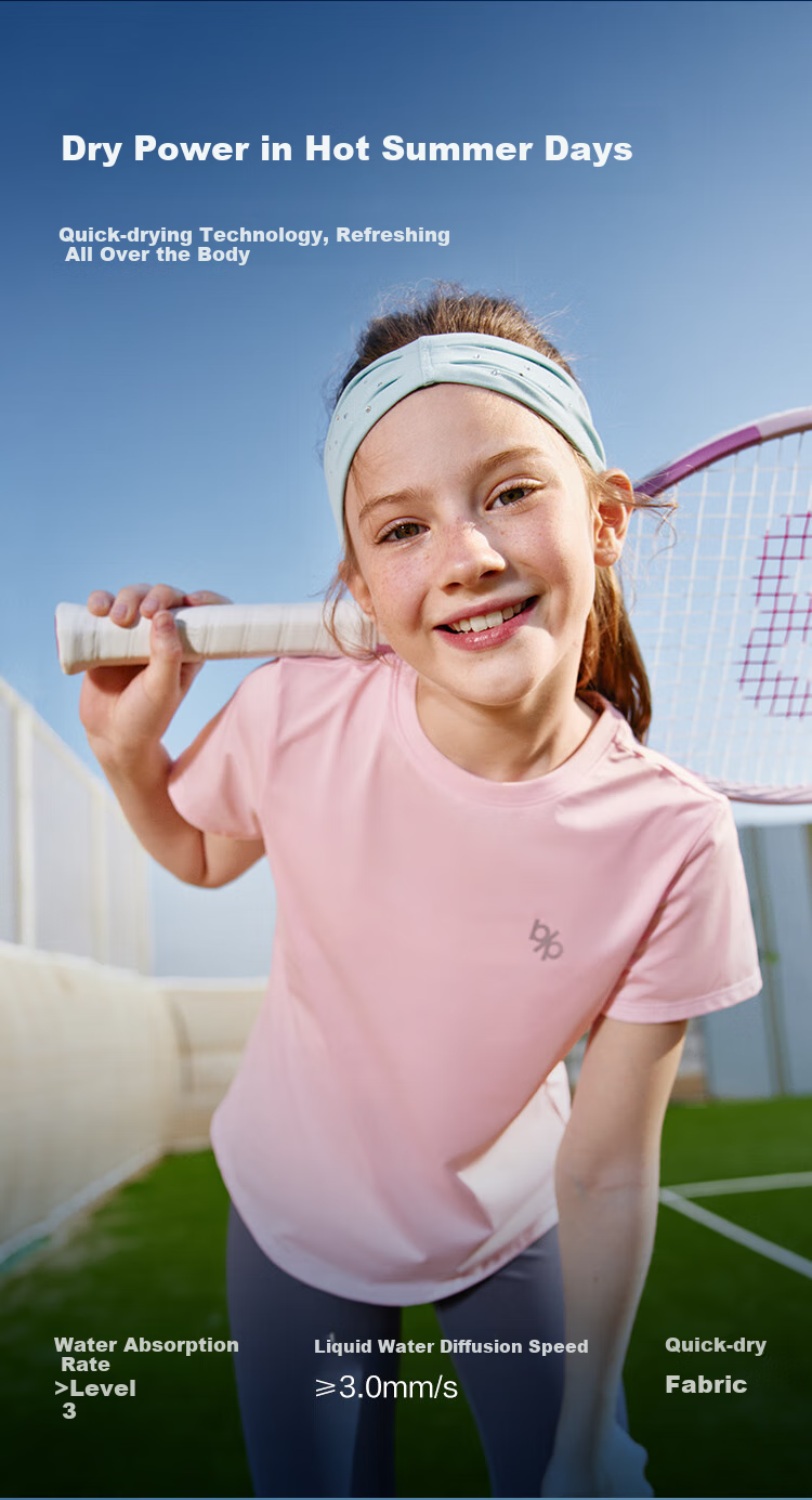 Детская футболка BALABALA для девочек, летняя спортивная футболка с коротким рукавом, быстросохнущая, удобная, арт. 208225117020