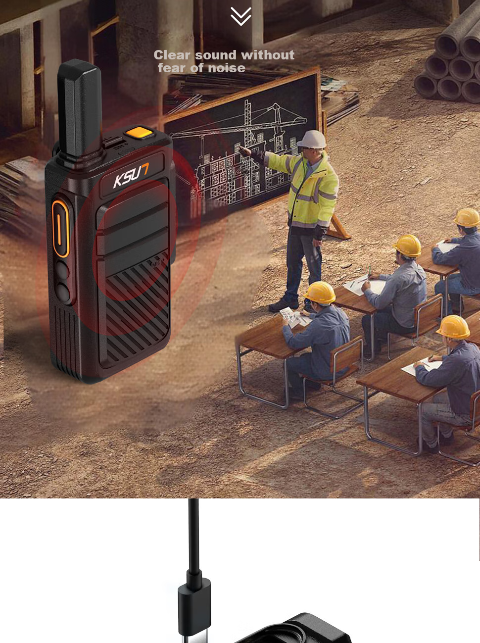 Рация KSUN TFSI X12, пара, 5 Вт, UHF, 16 каналов, дальность до 6 км, Li-Ion аккумулятор 3000 мАч, защита IP54