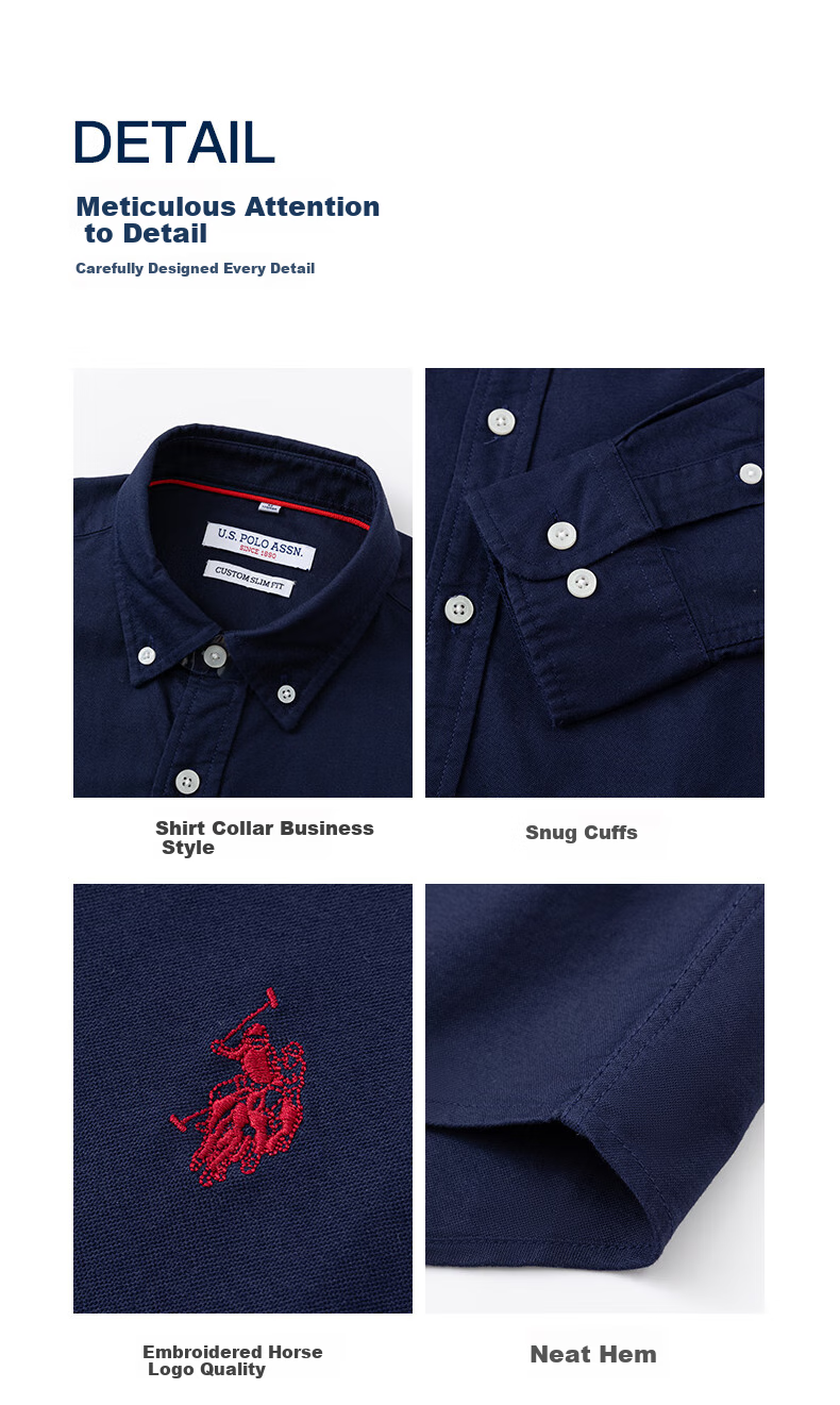 Мужская рубашка U.S. POLO ASSN. с длинным рукавом, осенняя, хлопковая, в деловом стиле, свободного кроя, без морщин, светло-голубая, размер L