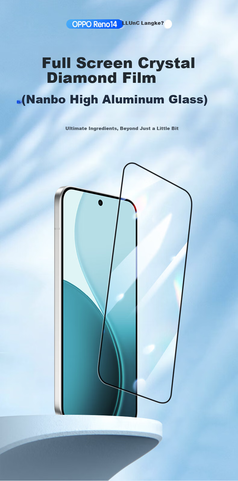 Защитное стекло LLUNC для OPPO Reno14, полное покрытие, ультратонкое, ультрапрозрачное, без белых краев, 2 шт.