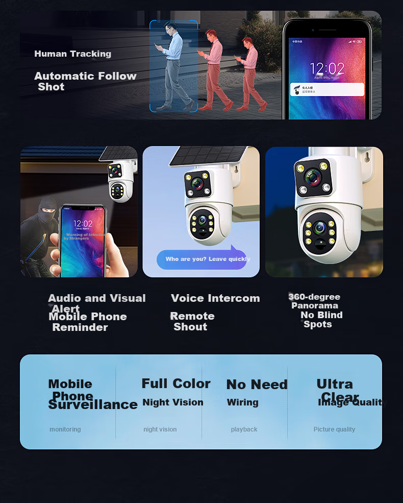 IP-камера Jingshiwei AOV, уличная, 4G, с солнечной панелью, ночным видением, удаленным мониторингом, без слепых зон