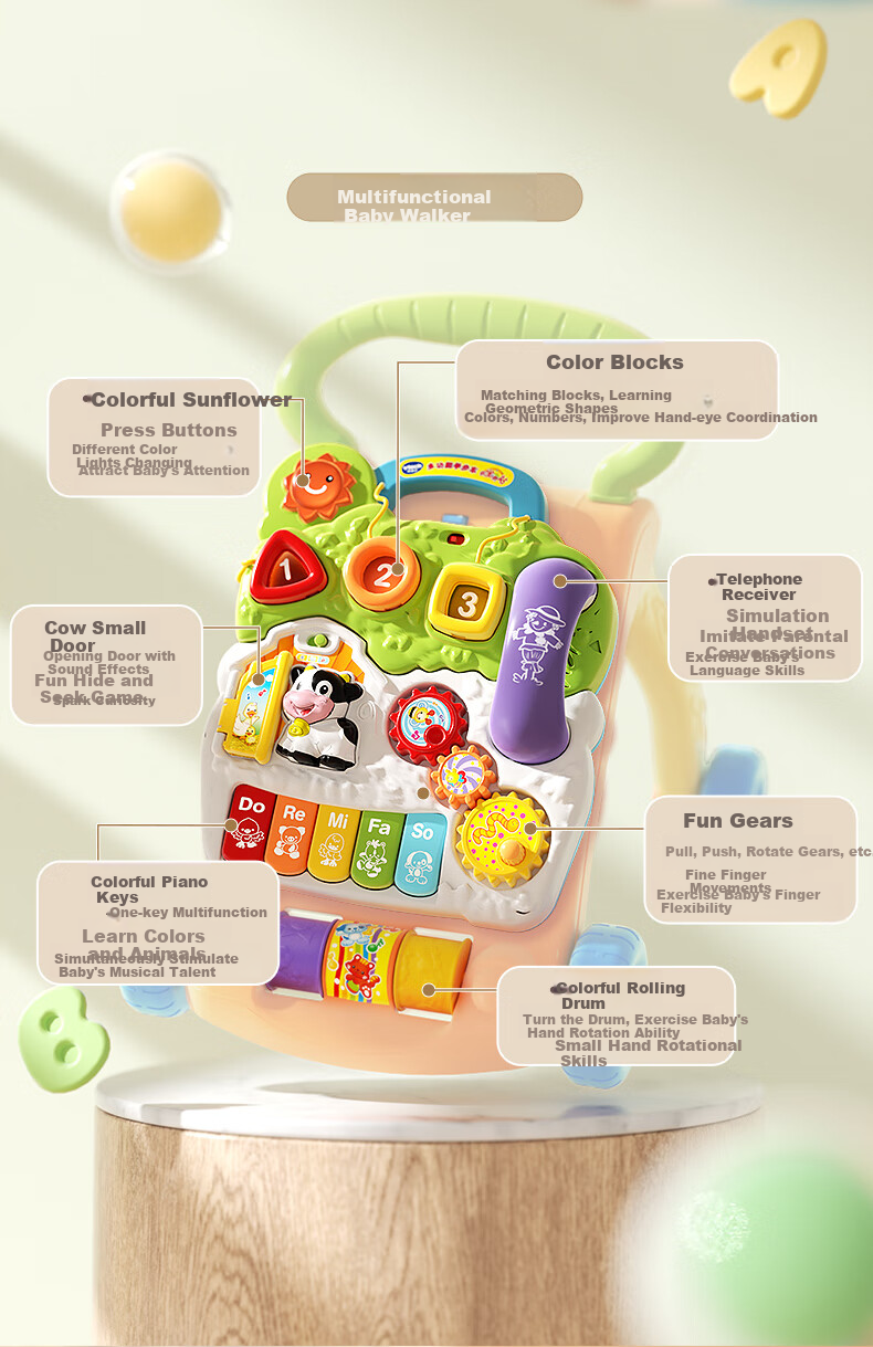 Развивающий центр-ходунки Vtech, музыкальный, складной, регулируемый по скорости, для мальчиков и девочек, подарок на день рождения ребенка