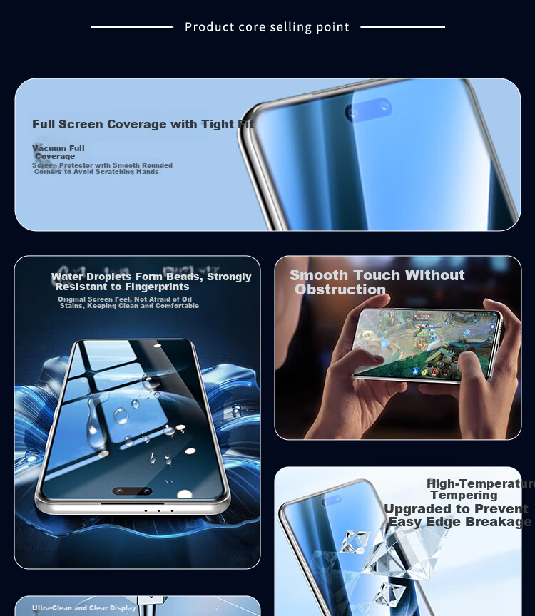 Защитное стекло ESCAPE для Huawei Nova 14 Pro, полное покрытие, высокая четкость, защита от отпечатков пальцев, износостойкое, высокоалюминиевое стекло
