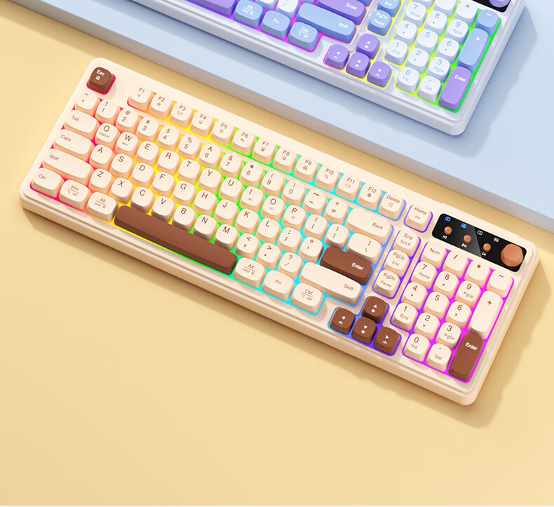 Механическая клавиатура BOW K520BU с подсветкой, проводная, для игр и офиса, молочно-кофейный цвет