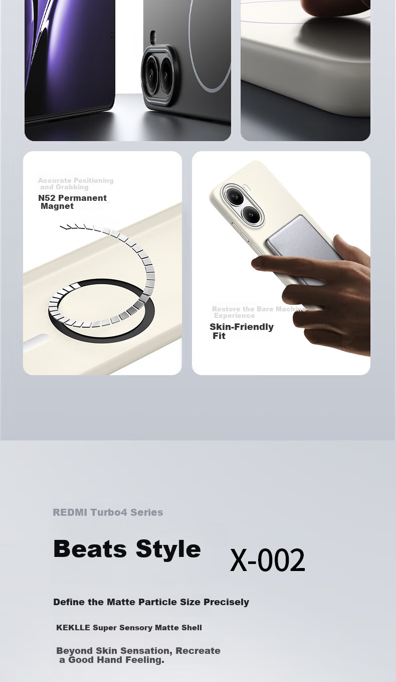 KEKLLE Чехол для Xiaomi Redmi Turbo 4 Pro, противоударный, с защитой камеры, прозрачный, силиконовый, матовый, противоскользящий, магнитный, с защитой от отпечатков пальцев
