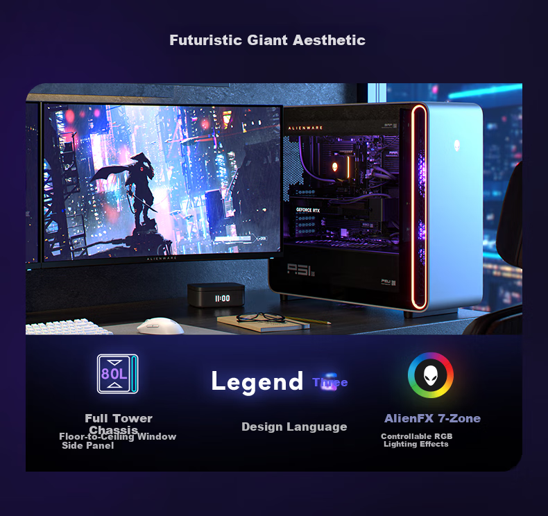Игровой настольный компьютер Alienware Area-51 Legend, Intel Core Ultra 9, 64 ГБ ОЗУ, 2 ТБ SSD, RTX 5080, Windows 11 Home